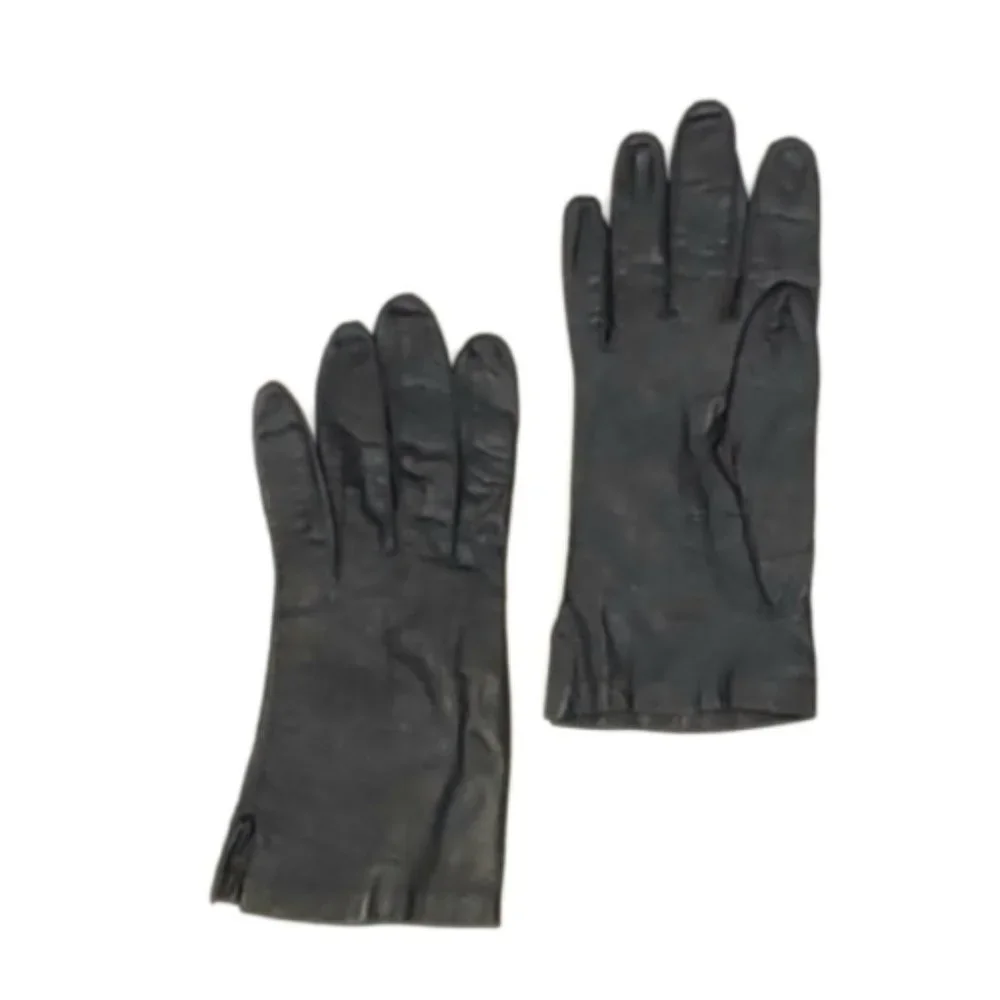 VTG black leather gloves size 7